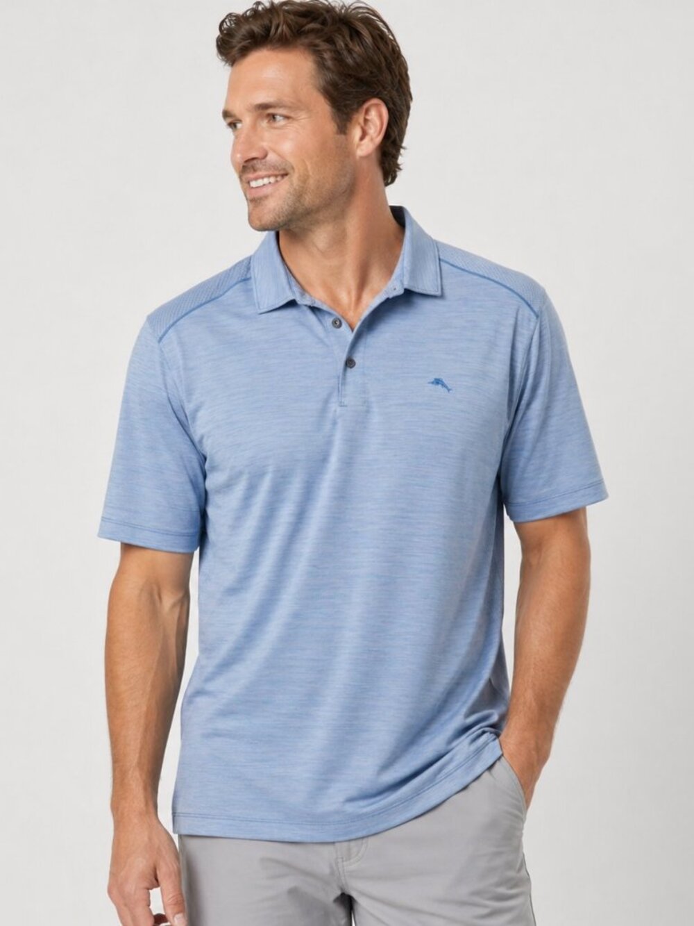 Tommy Bahama IslandZone Polo Shirt Blue Golf Performance Mens M Stretch